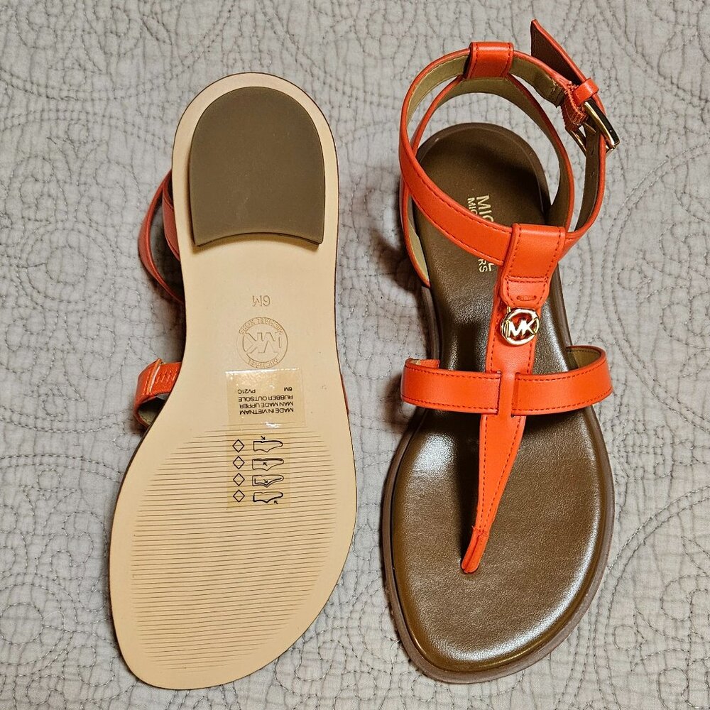 MICHAEL KORS Sasha T-Strap Sandal in Clementine Color. NWT. - Picture 7 of 11